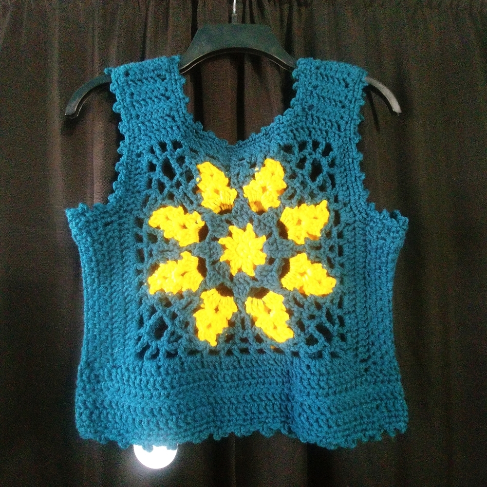 Sunflower Rib Tickler Hand Crafted Crochet Vest